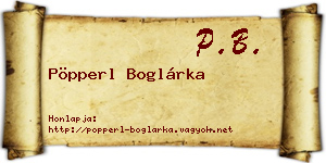 Pöpperl Boglárka névjegykártya